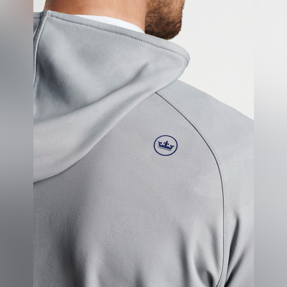 Peter Millar Gale Gray Pine Logo Camo Performance Hoodie MS24EK45A Golf - Picture 6 of 6
